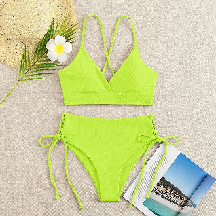 Bikini Sexy Mujer | V-Neck Split Triangular Playa y Piscina