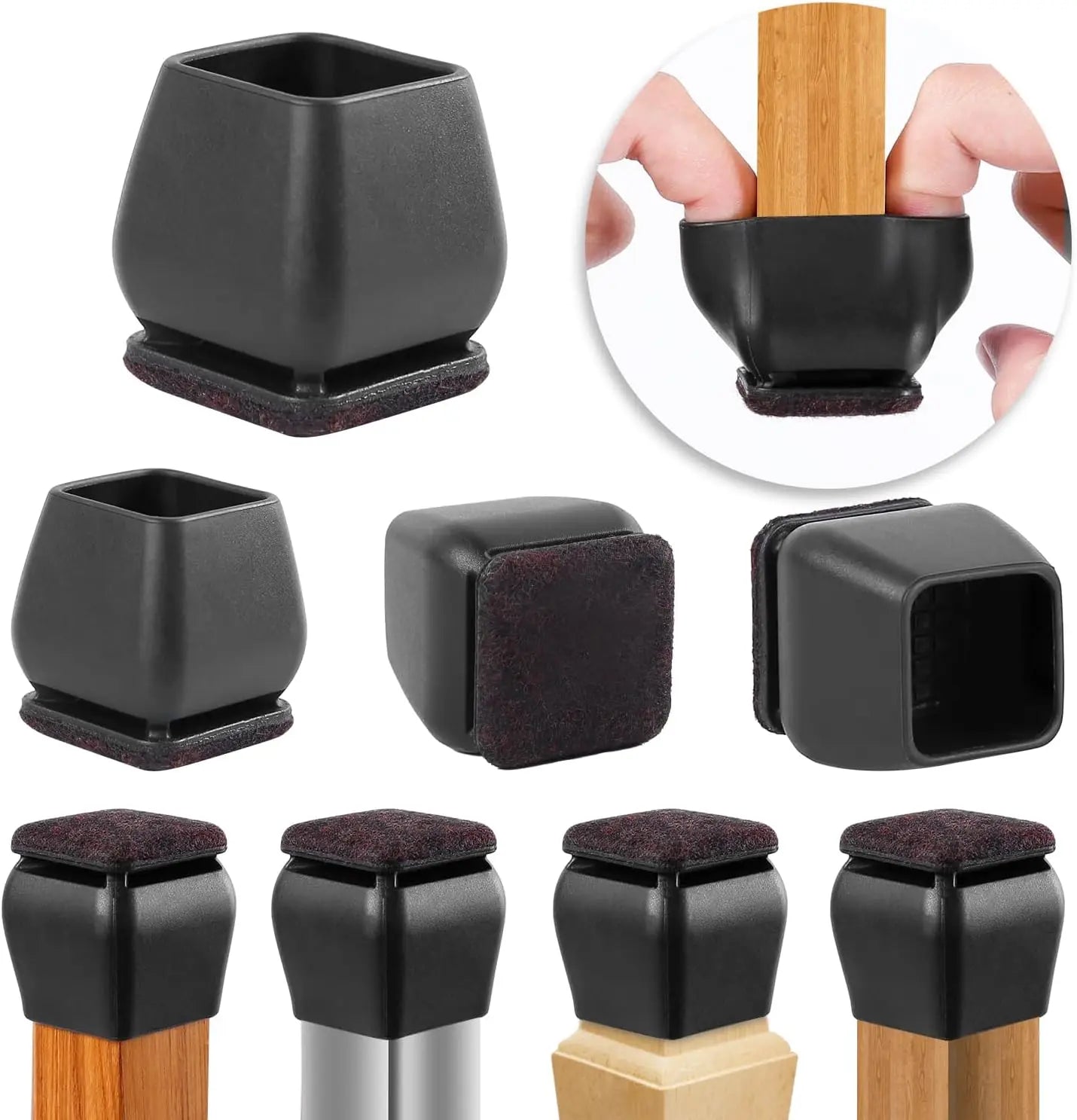 8PCS Protectores para Patas de Silla con Fieltro Grueso – Fundas de Silicona Antideslizantes para Muebles
