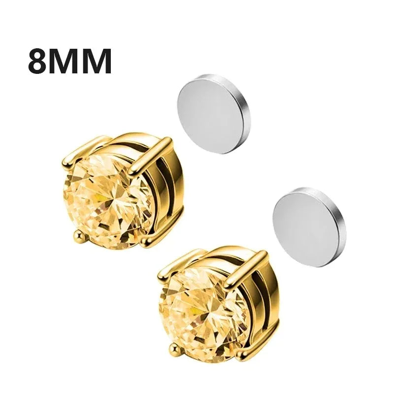 Pendientes Magnéticos de Cristal Unisex | Aros Punk con Zirconia | Joyería sin Perforación para Hombres y Mujeres