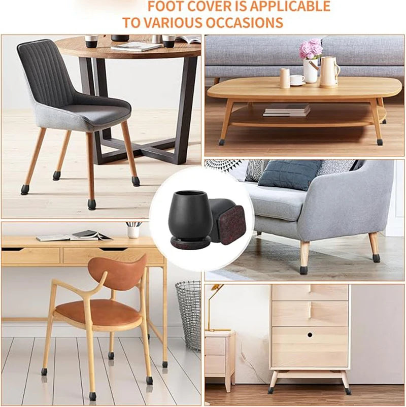 8PCS Protectores para Patas de Silla con Fieltro Grueso – Fundas de Silicona Antideslizantes para Muebles