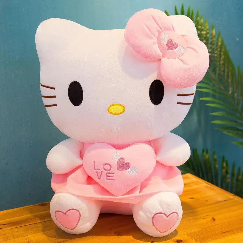 55cm Sanrio Hello Kitty – Peluche Grande de Gato KT, Muñeco de Peluche Suave, Almohada de Anime para Niños y Niñas, Regalo de Cumpleaños