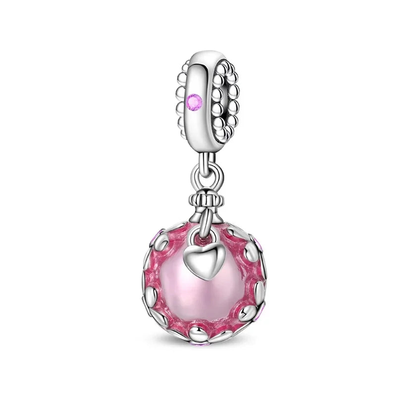 Charm Plata 925 Colgante Rosa Mariposa Corazón Flor Pájaro | Dije Para Pulsera Pandora Compatible