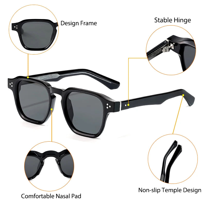 CATERSIDE Gafas de Sol Cuadradas Clásicas Hombre Mujer | Estilo Lujo Viaje Playa Fiesta UV400