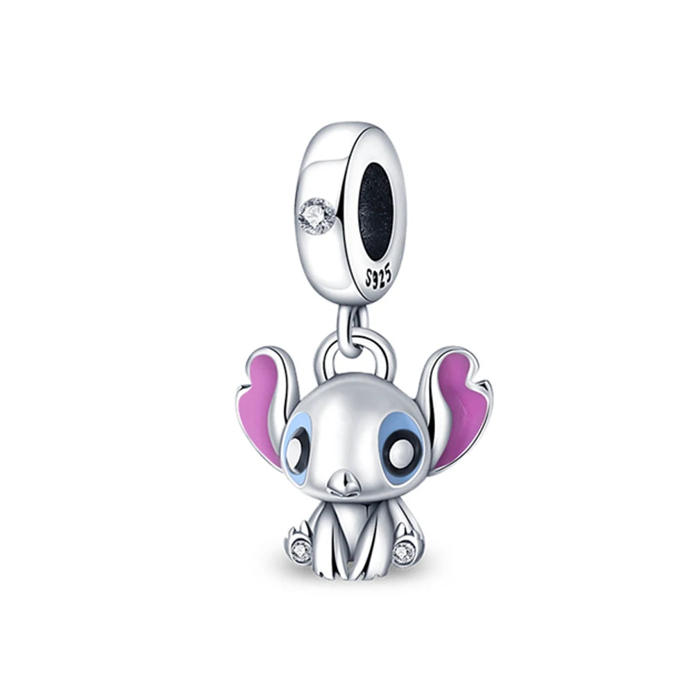 Charm Disney en plata 925 – Mickey, Stitch, Olaf, Donald y Tigger para pulseras tipo Pandora, joyería mágica de princesa