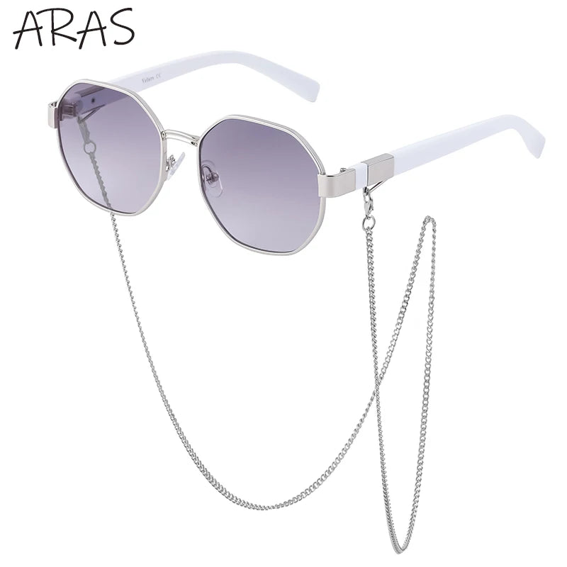 Gafas de Sol Poligonales con Cadena para Mujer | Tendencia 2025 Lujo y Estilo Único