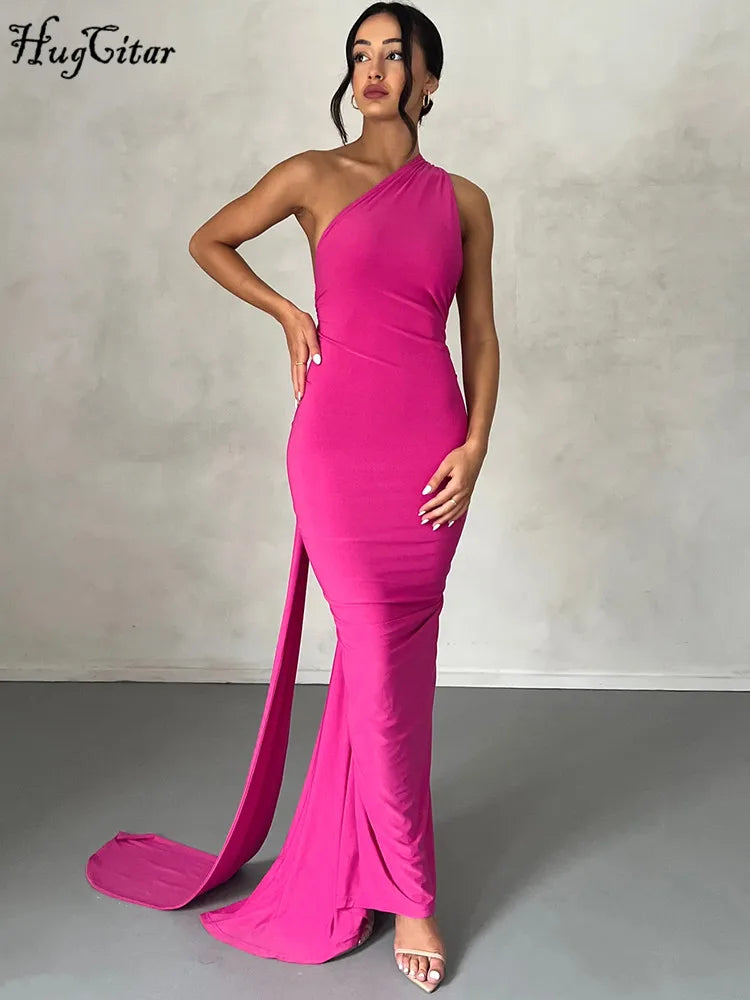Vestido Largo Mujer Sexy 2024 | Vestido Un Hombro Espalda Descubierta Ajustable Elegante Y2K