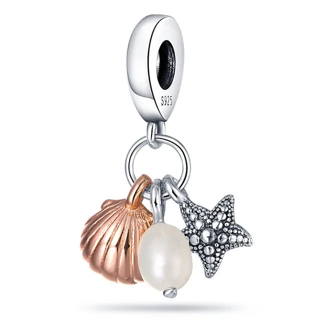 Charm Colgante Pareja Plata 925 y Oro Rosa | Compatible Pandora Original | Pulsera o Collar Mujer