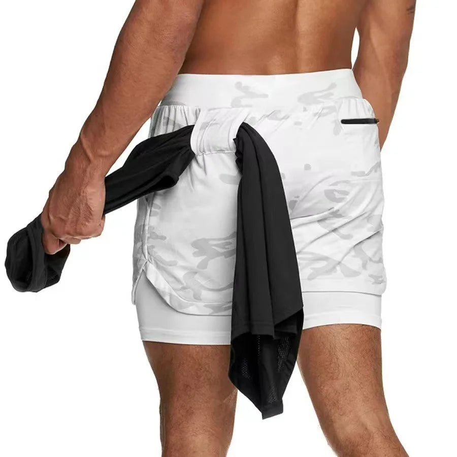 Shorts Deportivos 2 en 1 para Hombre – Gym, Fitness y Running con Compresión, Secado Rápido y Estiramiento
