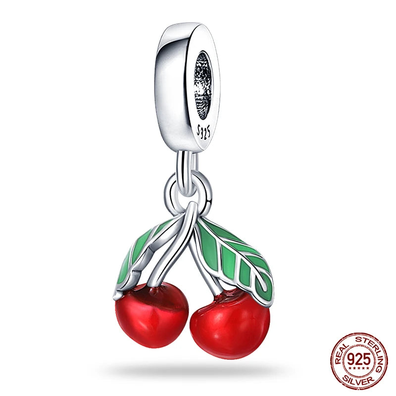 Charm de Plata S925 Mariquita de Siete Puntos y Trébol de la Suerte – Abalorio Colorido y Brillante para Pulseras Originales