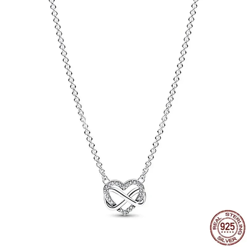Collar colgante corazón redondo plata 925 – Dije clásico brillante compatible Pandora