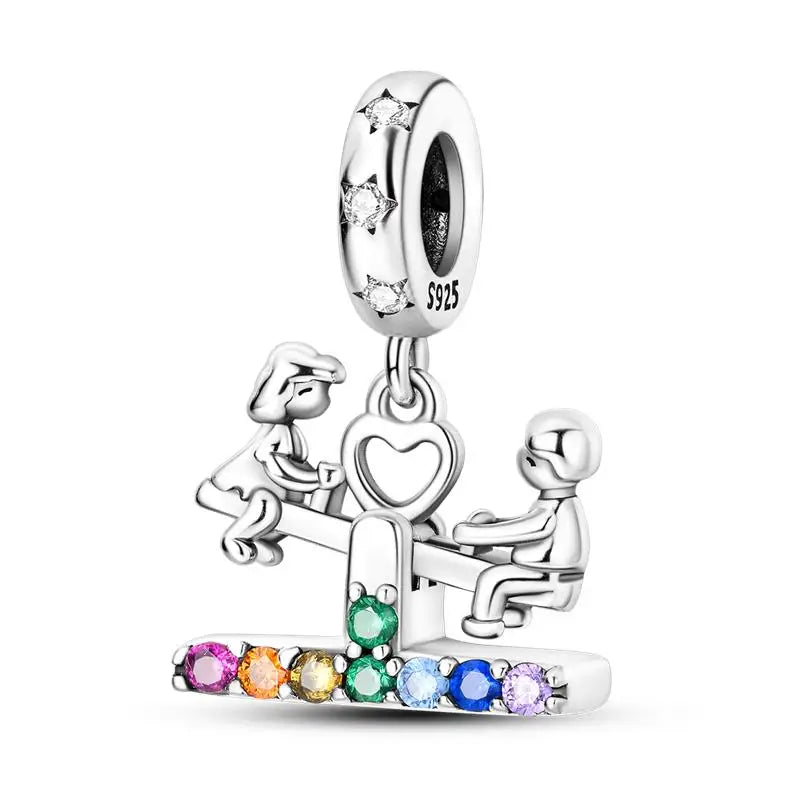 Charm hermana corazón en plata 925 – Compatible Pandora y pulseras 3mm, joyería DIY mujer