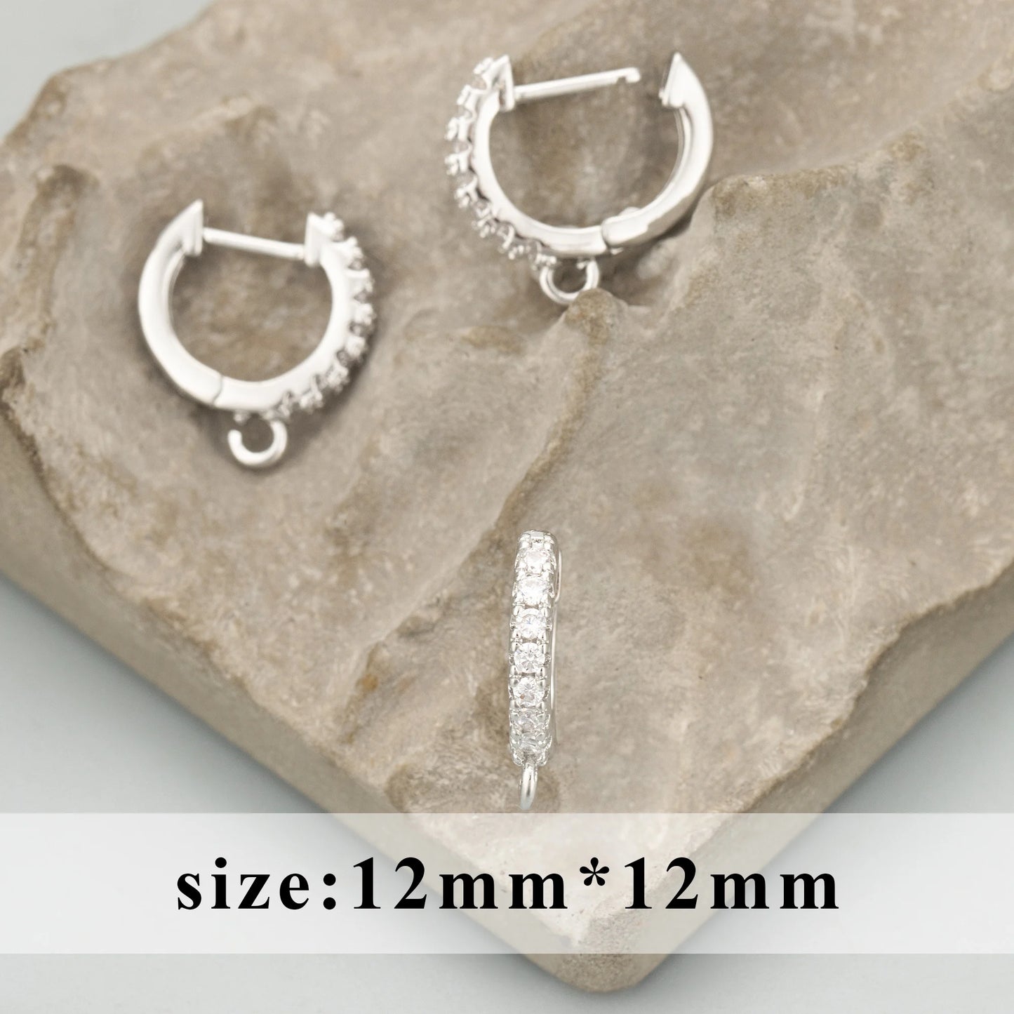 GUFEATHER 6pcs Accesorios de Joyería MG23 | Ganchos Cierre con Zirconias, Cobre Chapado en Oro 18K y Rodio PVD