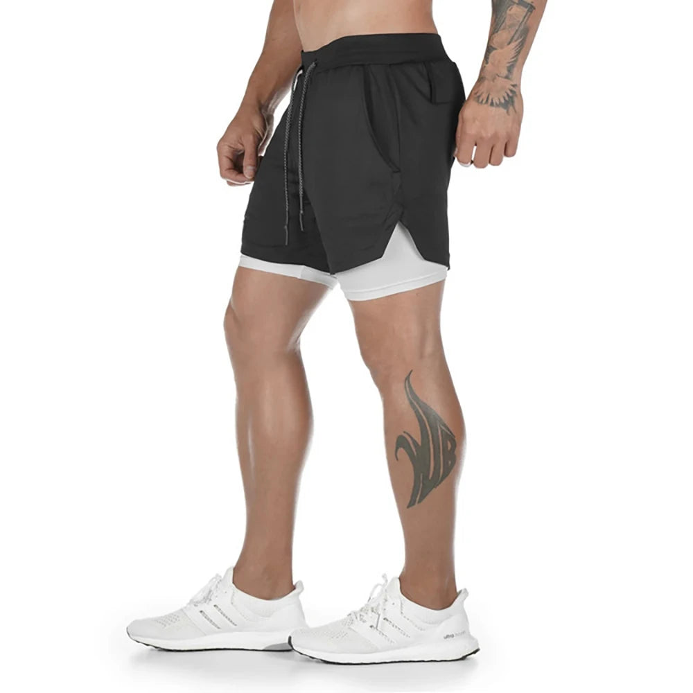 Shorts 2 en 1 para Hombre – Pantalones Deportivos de Doble Capa, Gym, Fitness, Running y Entrenamiento, Jogging Shorts Masculinos