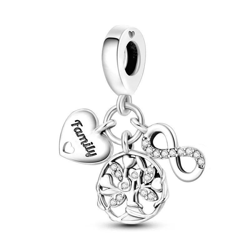 Charm Árbol de la Vida y Garrita en plata 925 – Amor y familia, colgante compatible Pandora pulsera DIY