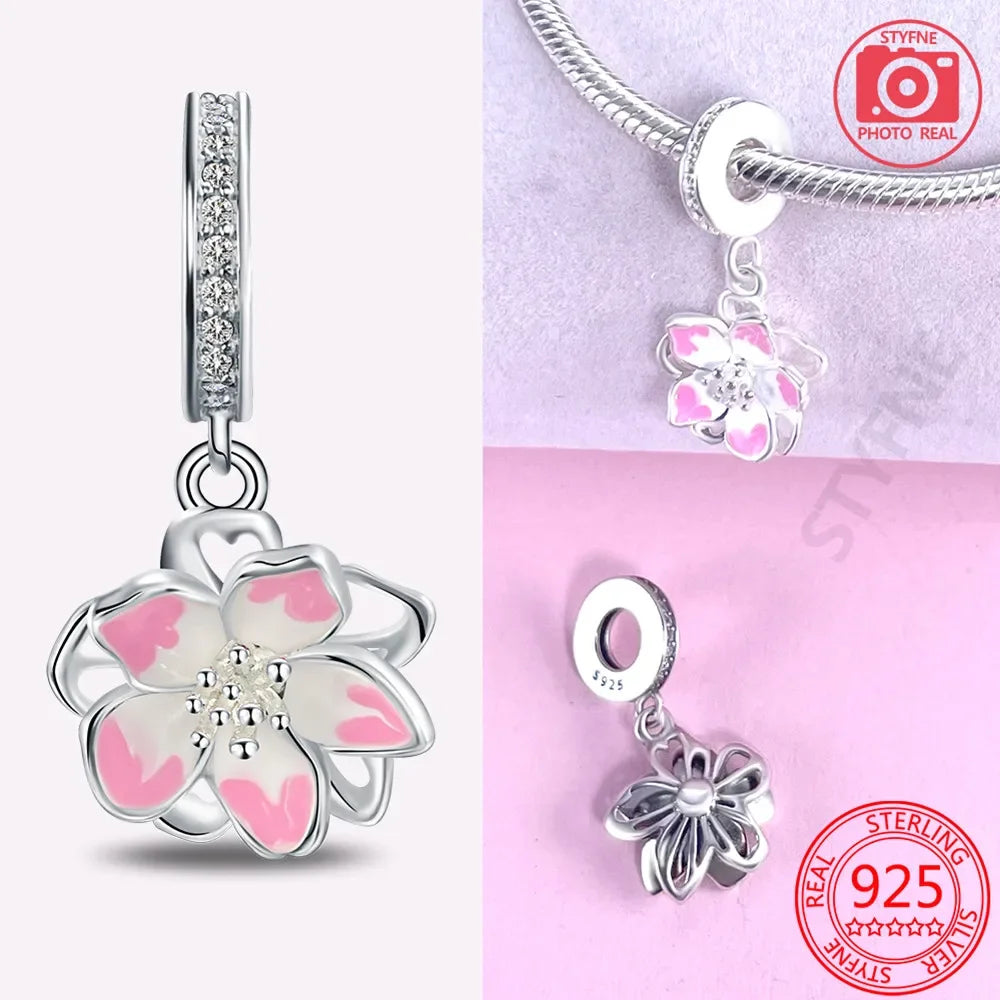Charm Flor de Cerezo Rosa Plata 925 | Compatible Pulseras Pandora