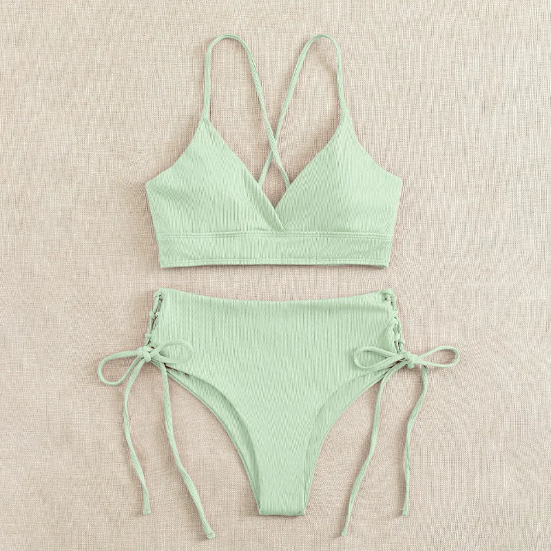 Bikini Sexy Mujer | V-Neck Split Triangular Playa y Piscina