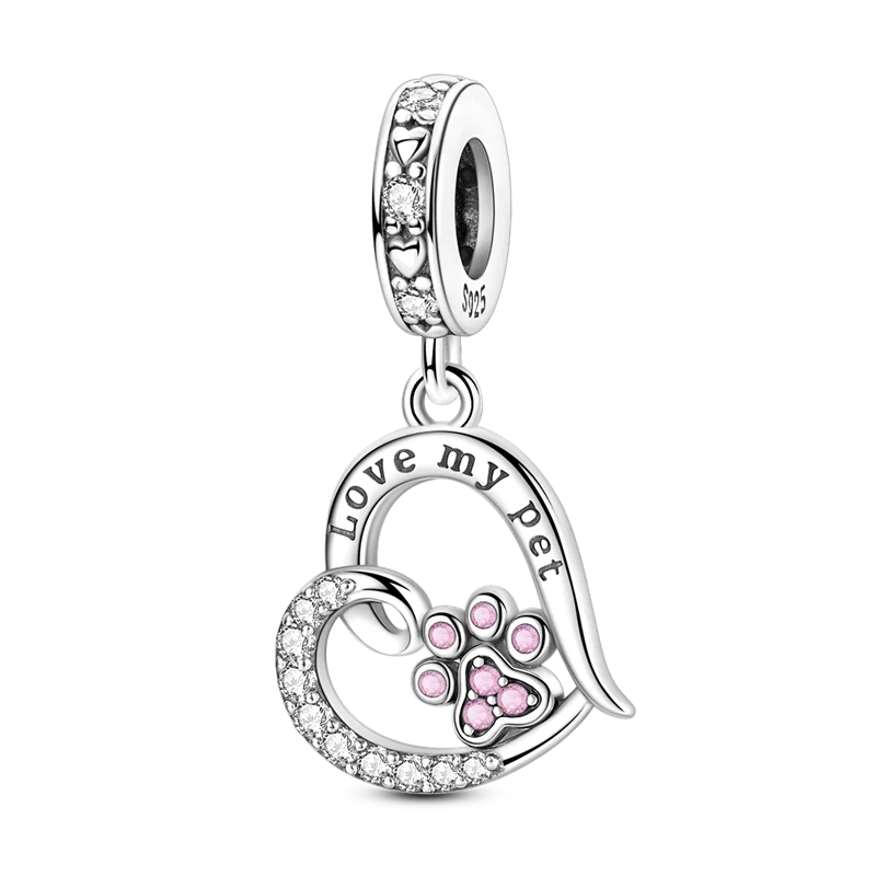 Charm Corazón Mamá e Hija en Plata 925 – Colgante Clásico para Pulseras Tipo Pandora, Regalo Día de la Madre