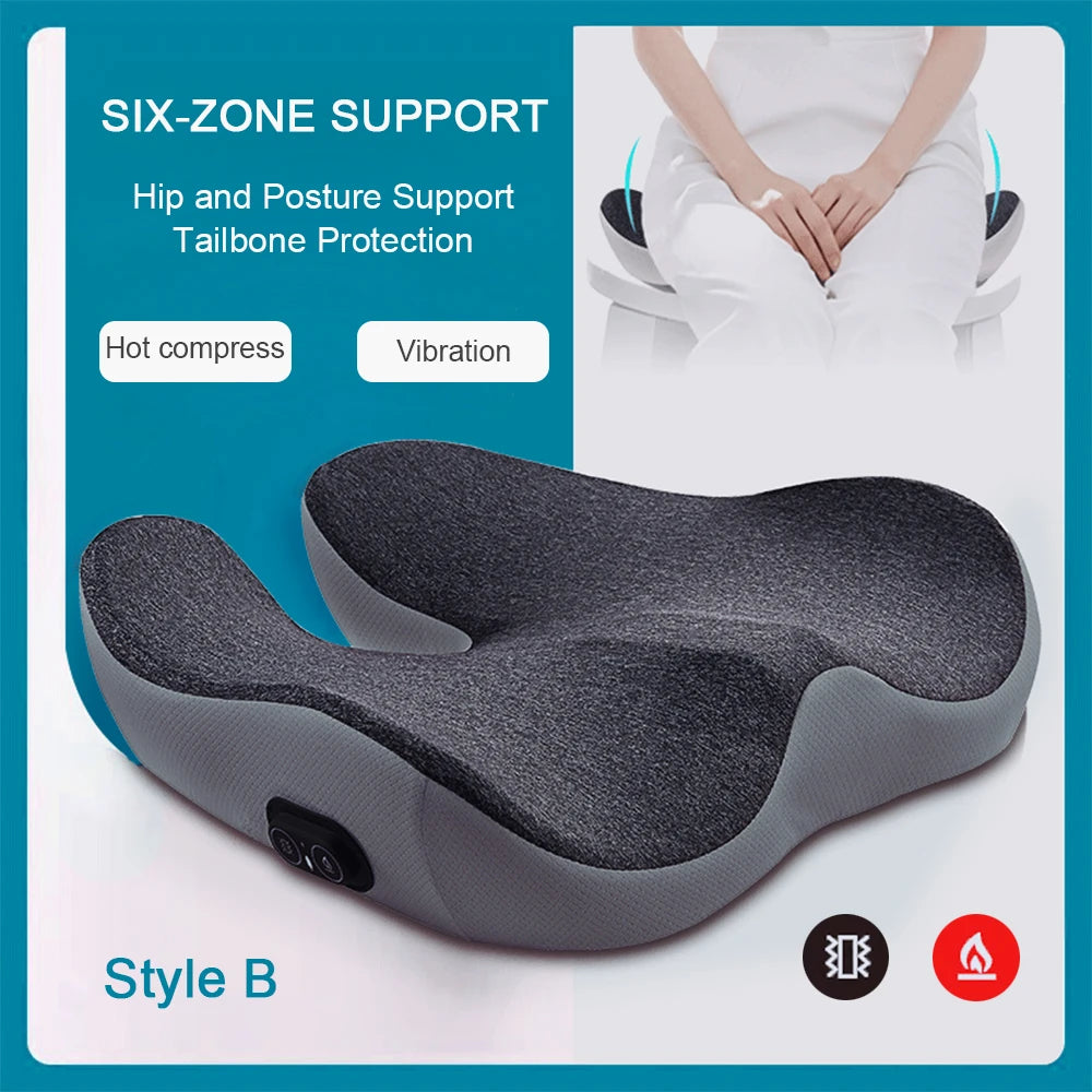 Cojín Masajeador Eléctrico con Vibración | Almohadilla de Masaje para Cadera, Espalda y Lumbar con Soporte Ergonómico