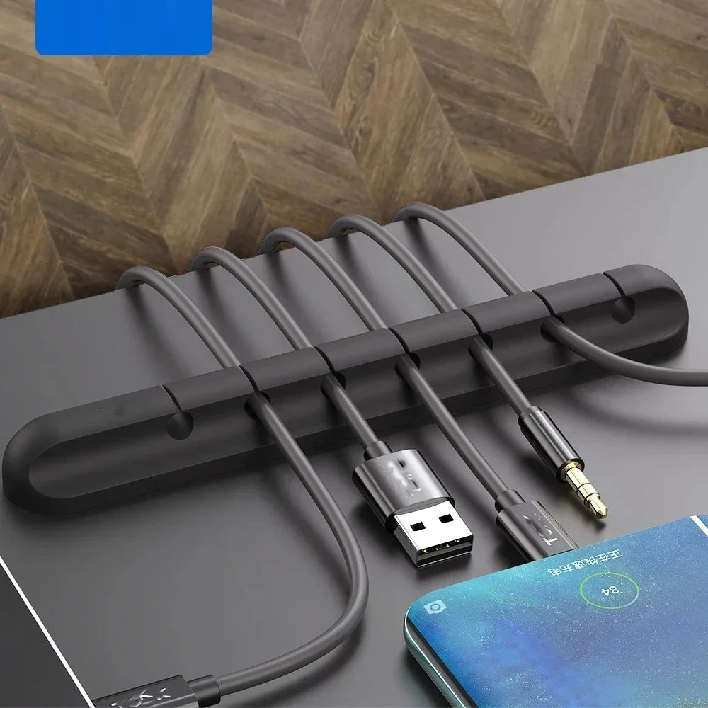 L16 Organizador de Cables de Silicona | Enrollador USB | Clips de Gestión de Escritorio para Ratón, Auriculares y Cables