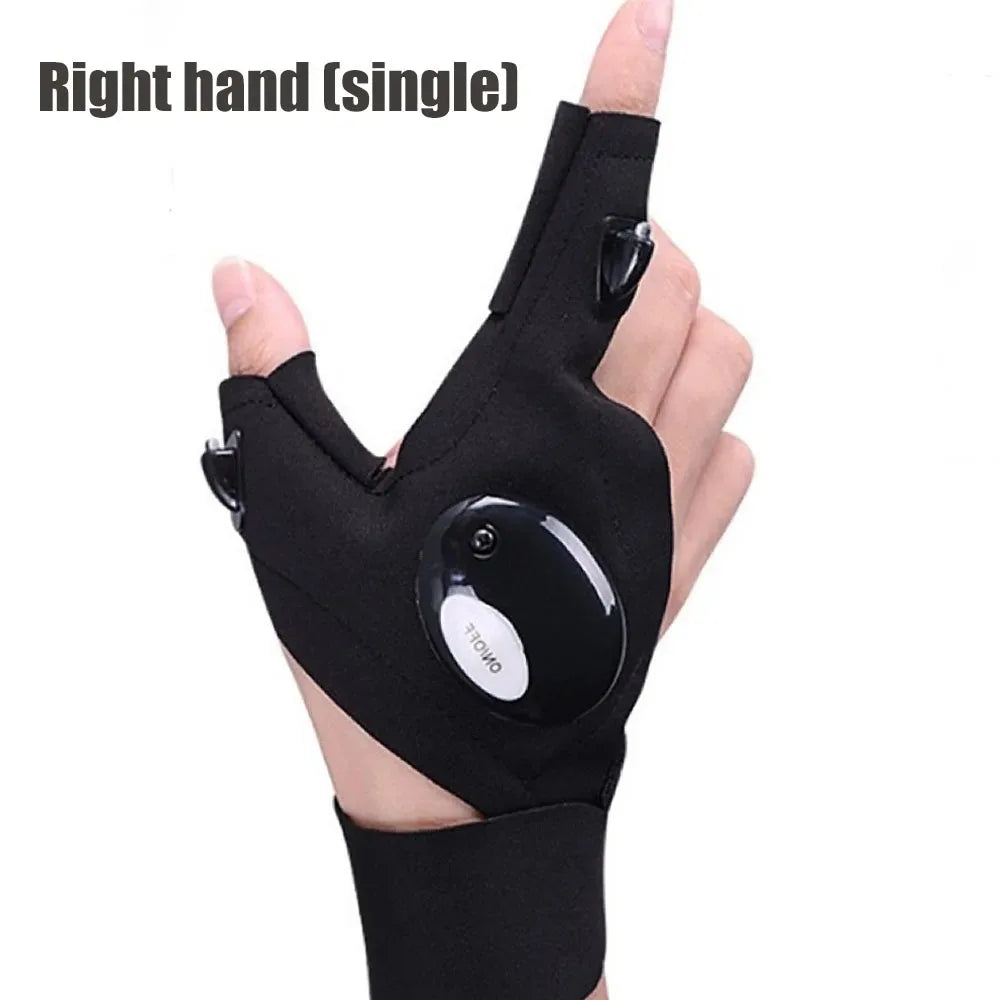 Guantes de Pesca con Linterna LED – Guantes Sin Dedos con Luz para Ciclismo, Camping y Actividades al Aire Libre