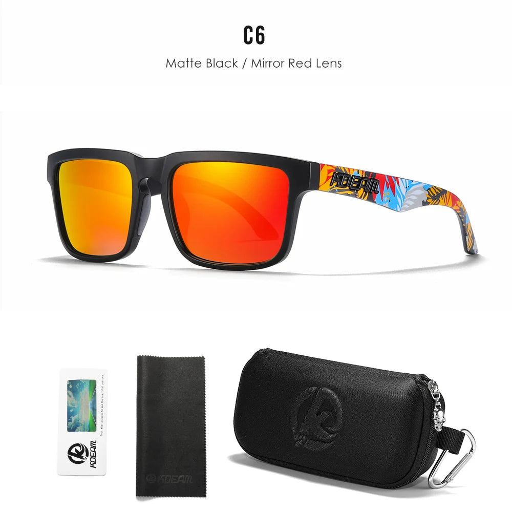 Gafas de Sol Polarizadas KDEAM Unisex | Diseño Cuadrado Casual con Estuche Rígido