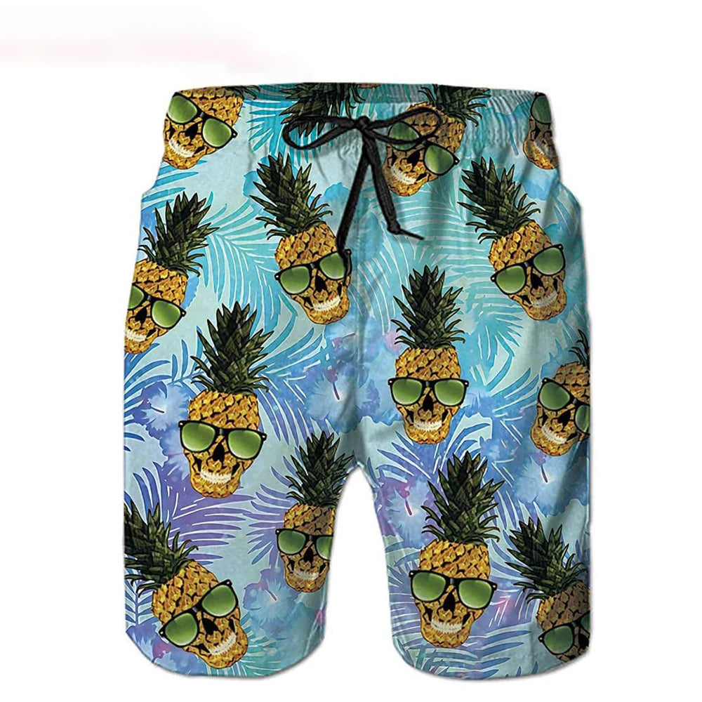 Bañador Hombre Piña Divertida – Shorts de Playa y Surf | Pantaloneta Deportiva Verano Secado Rápido