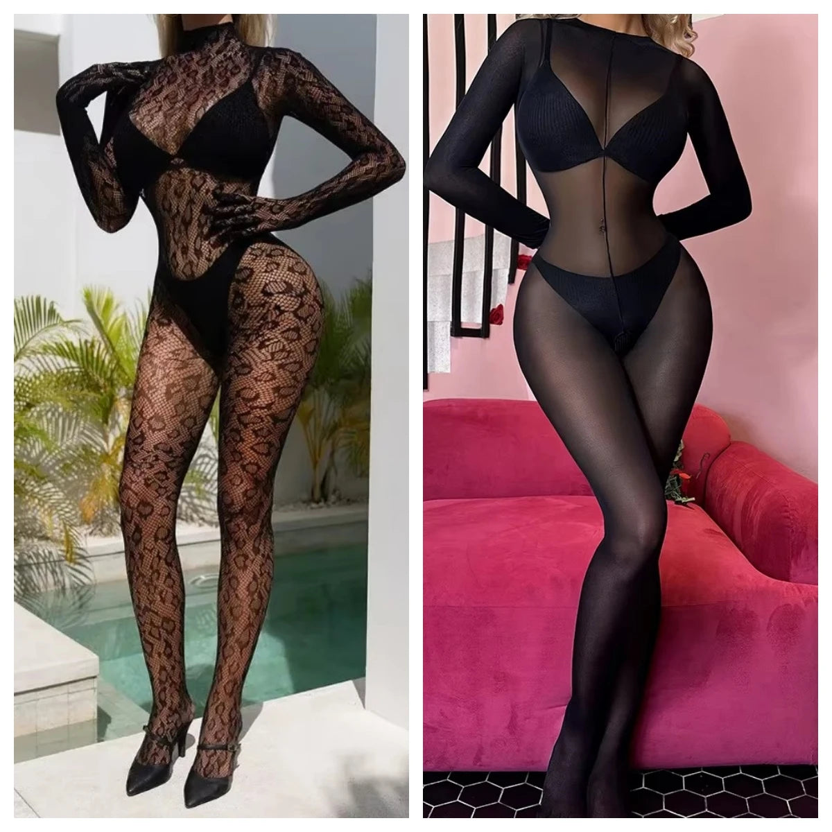 Bodysuit Sexy Mujer Simplejewel | Lencería de Red Transparente Body Jumpsuit Noche