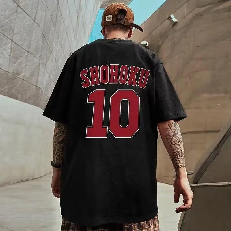 Camiseta Oversize 8XL – T-shirt Americana con Número 10, Manga Corta, Cuello Redondo, Streetwear Casual y Outfit en Pareja