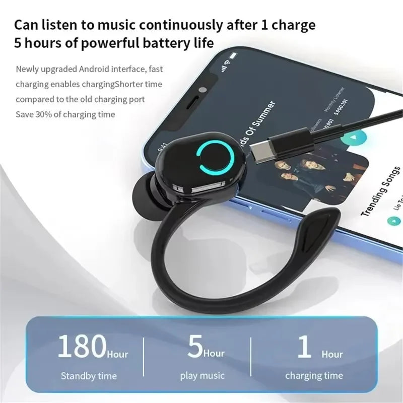 Auricular Bluetooth S10 – Manos libres de un solo oído, con cancelación de ruido, diseño deportivo y resistente al agua