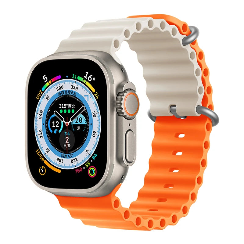 Correa Ocean de silicona para Apple Watch – Compatible Ultra 2, Series 10-5 (38mm-49mm)