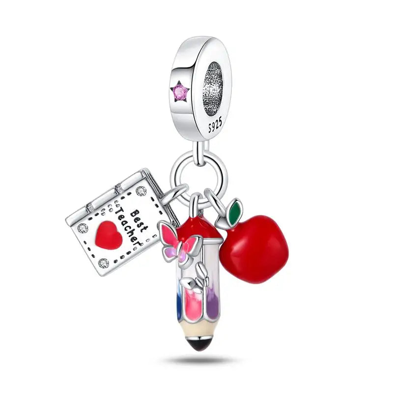 Charm Profesional Médico en Plata 925 | Profesora/Docente | Compatible con Pulsera Pandora Original