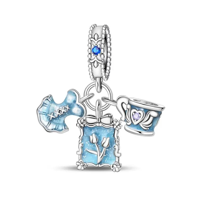 Charm Espejo Mágico Princesa Ángel Rosa en Plata 925 – Beads Compatibles Pandora Mujer Joyería DIY