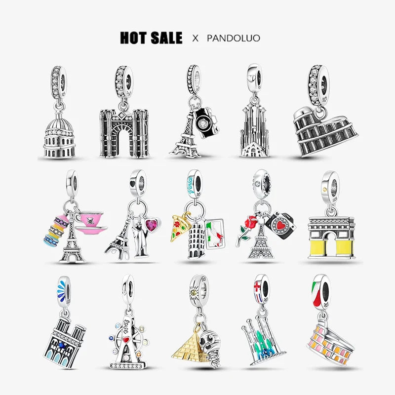 Charm Torre Eiffel plata 925 – Colgante de edificio emblemático para pulsera tipo Pandora mujer