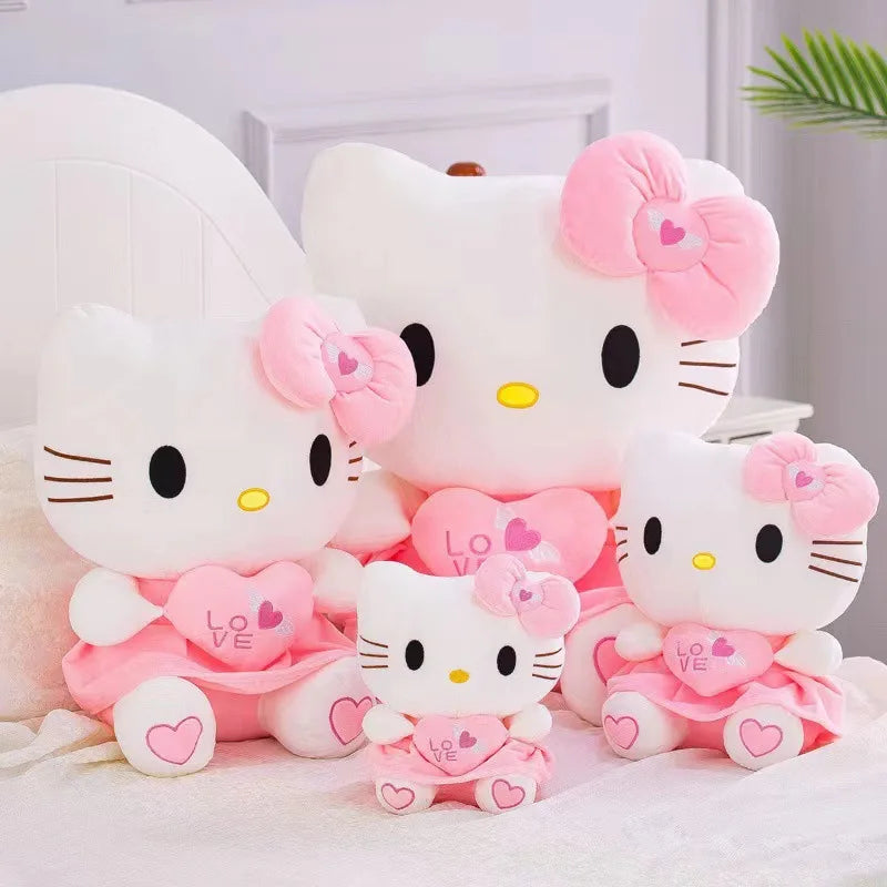 55cm Sanrio Hello Kitty – Peluche Grande de Gato KT, Muñeco de Peluche Suave, Almohada de Anime para Niños y Niñas, Regalo de Cumpleaños