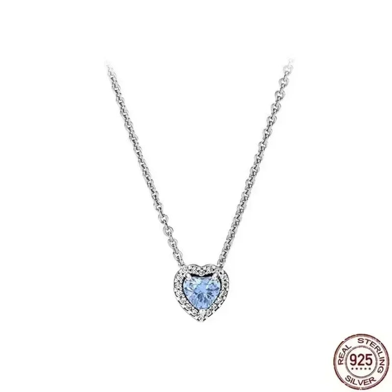 Collar colgante corazón redondo plata 925 – Dije clásico brillante compatible Pandora