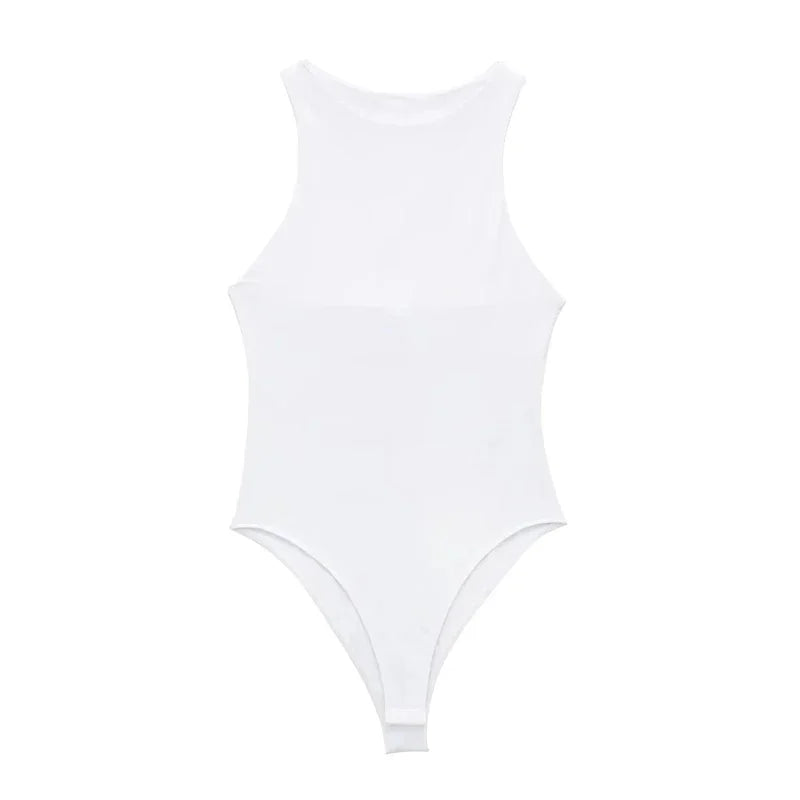TRAF Body Mujer Sin Mangas Verano | Bodysuit Halter Blanco y Negro