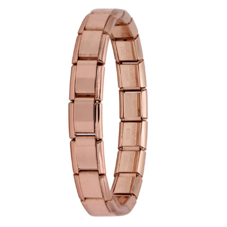RAKOL Cadena Italiana Clásica de Acero Inoxidable – Colgante y Enlace 9mm para Pulsera DIY Hombre y Mujer