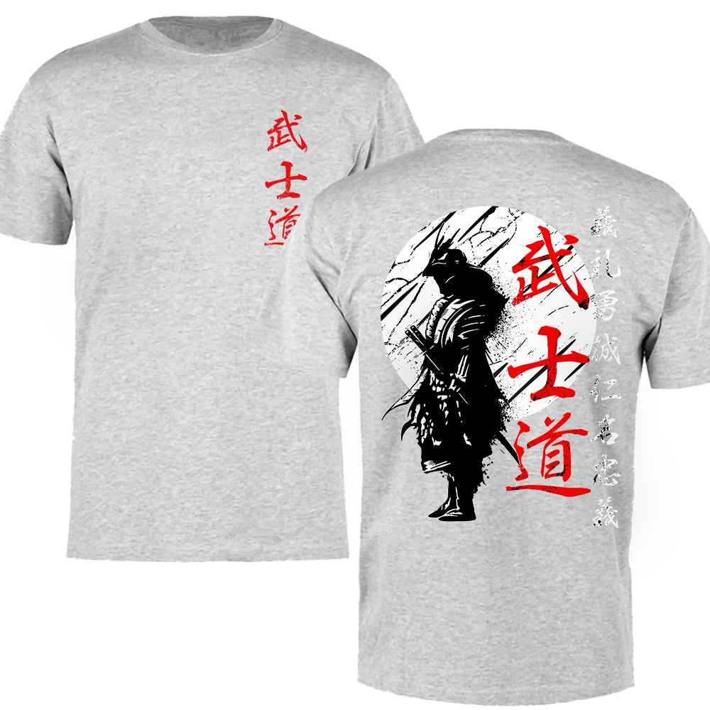 Camiseta Oversize “Japan Samurai Spirit” – T-shirt Estilo Japonés con Estampado Trasero, 100% Algodón, Casual para Hombre