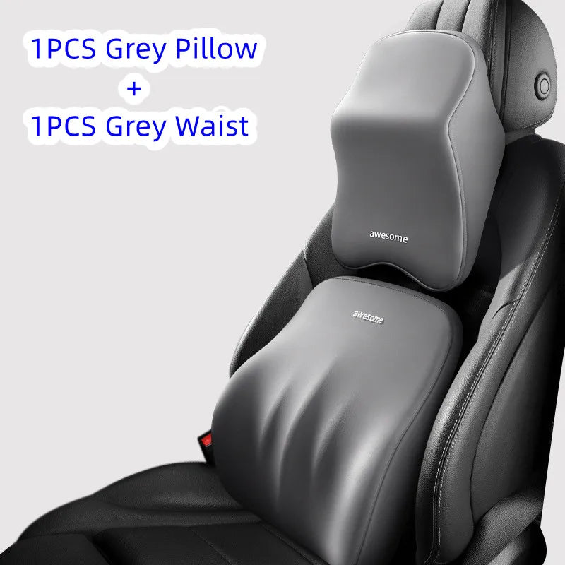 Cojín Lumbar y de Cuello para Coche en Memory Foam | Almohada Universal Ergonómica para Asiento con Soporte y Confort