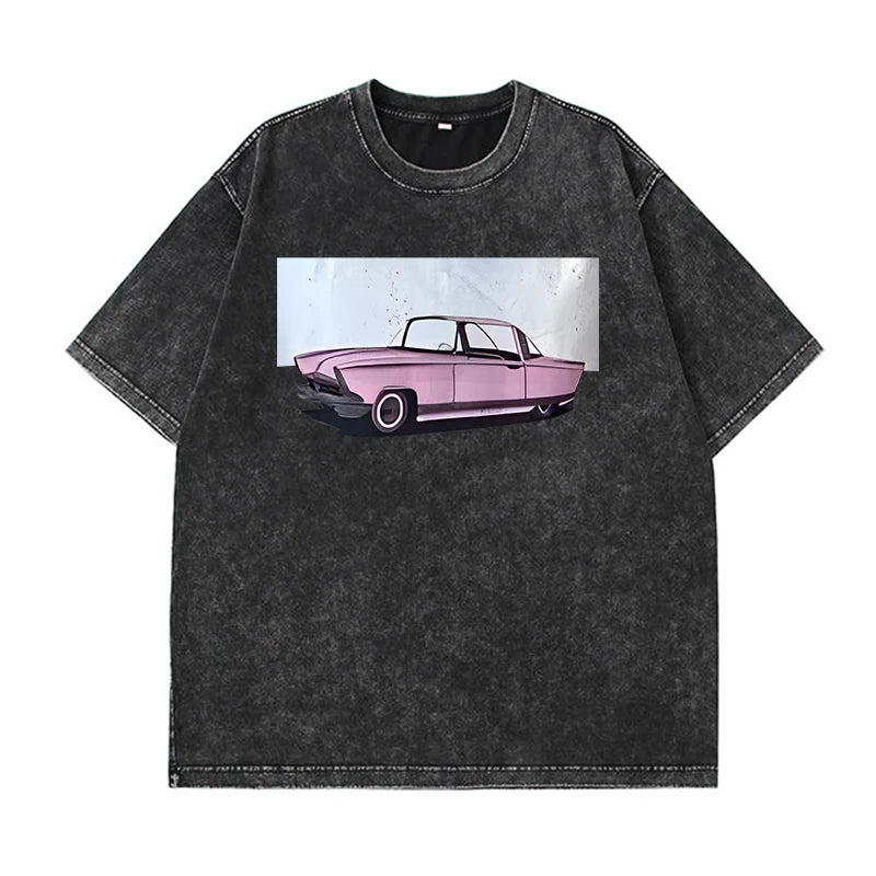 Camiseta Oversize Mujer Algodón Lavado | Estampado Leopardo Moda Y2K Manga Corta