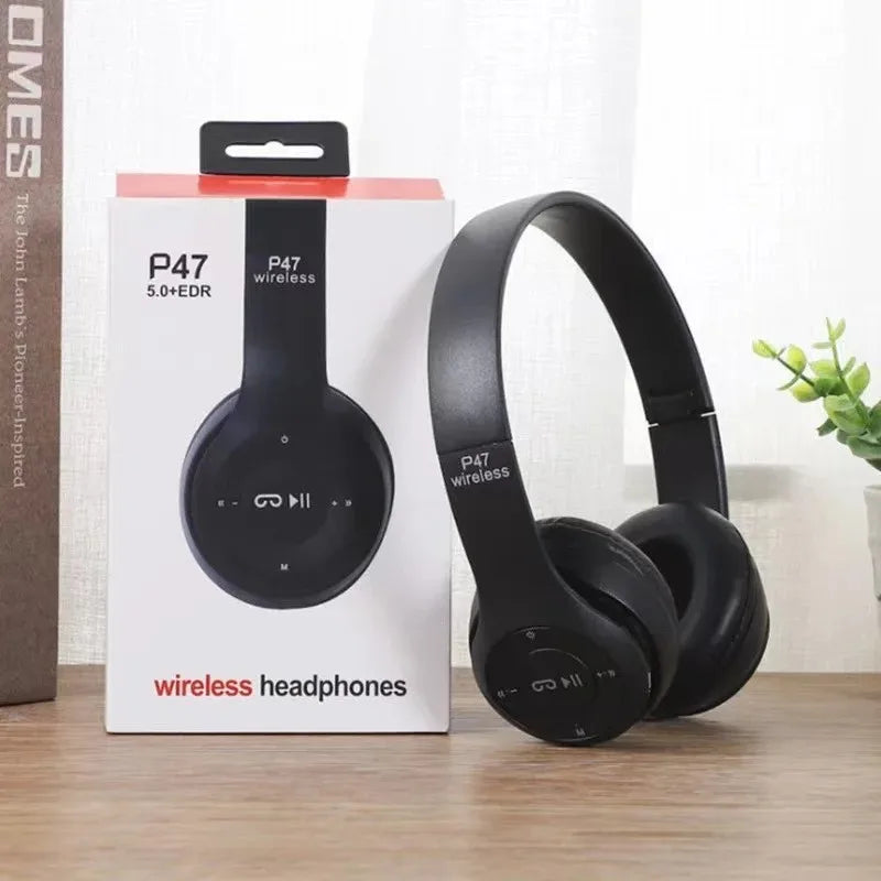 Auriculares P47 Bluetooth 5.0 – Diadema Plegable Inalámbrica con Micrófono, Compatibles iPhone/Android, Diseño Deportivo