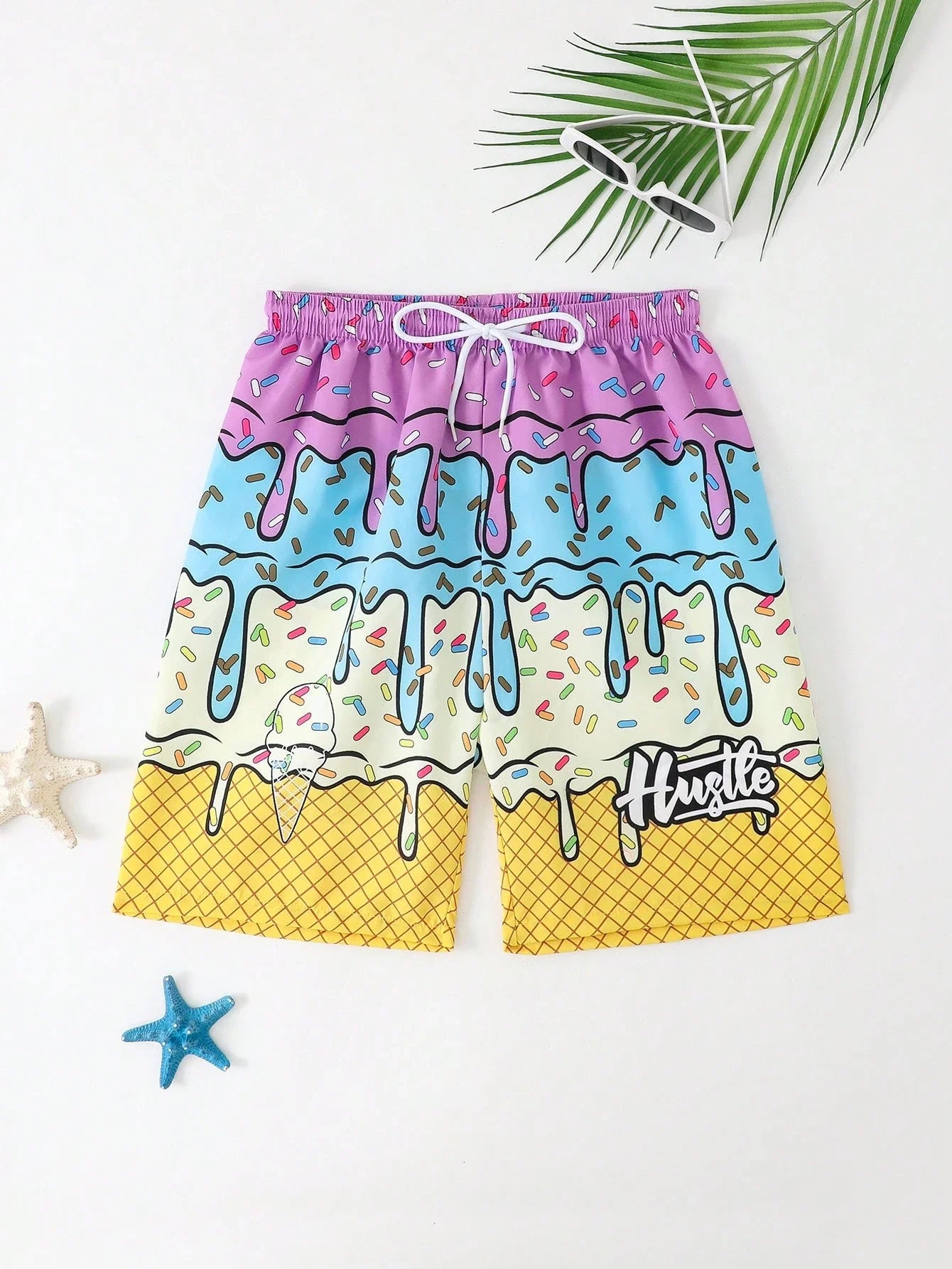 Bañador Hombre Helado 3D | Shorts Playa Y2K Secado Rápido Tallas Grandes – Bermuda Verano