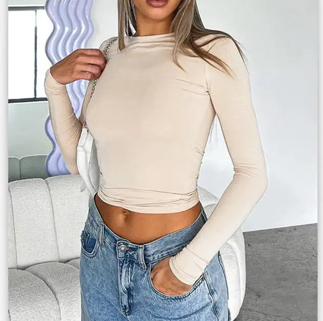 Camiseta Corta de Mujer Verano | Crop Top Básico Slim Fit con Cuello Redondo Casual Y2K
