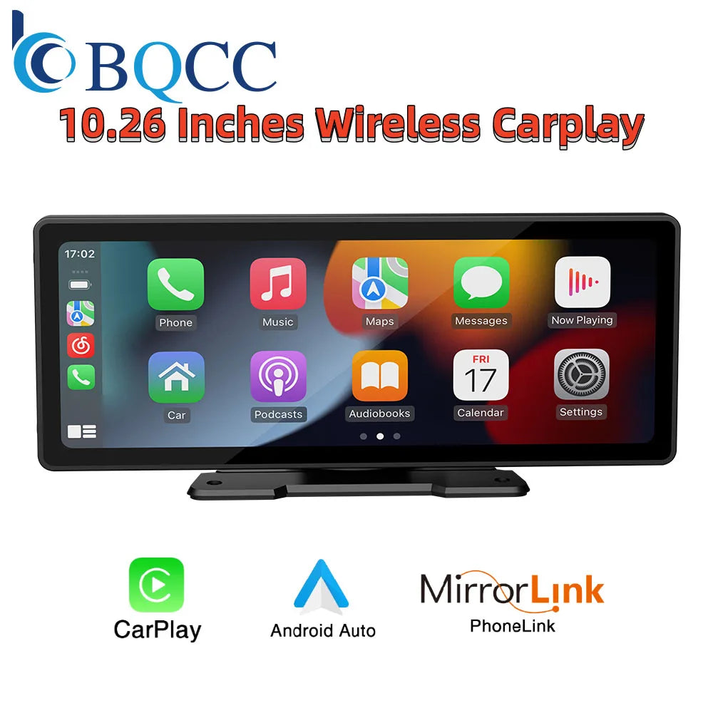 BQCC Radio Multimedia Universal 10.26” – Pantalla CarPlay Inalámbrico para Apple & Android con WIFI y Reproductor de Video