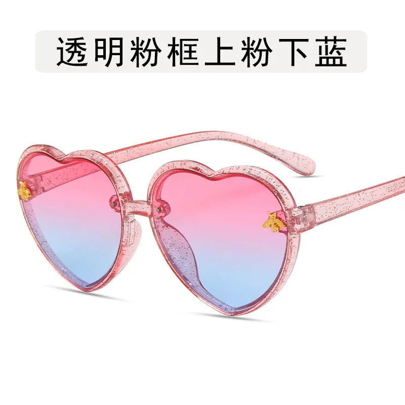 Gafas de Sol Corazón para Niños | Retro Rosa UV400 Lentes de Dibujos Animados