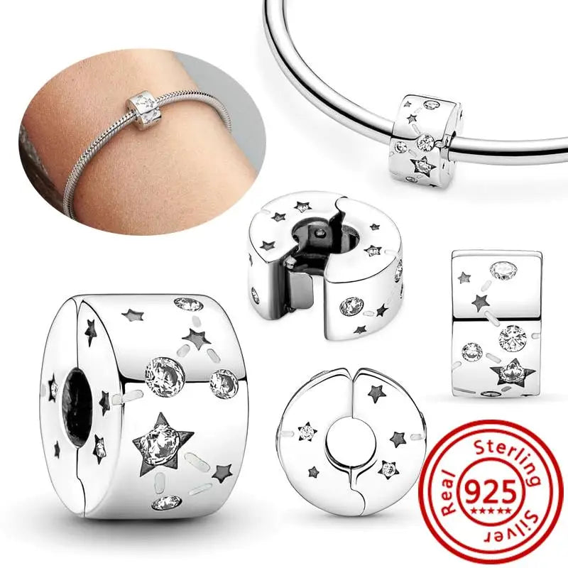Charm Espacio y Galaxia en Plata 925 – Abalorios Astronauta, Planeta y Estrellas para Pulsera Original Mujer