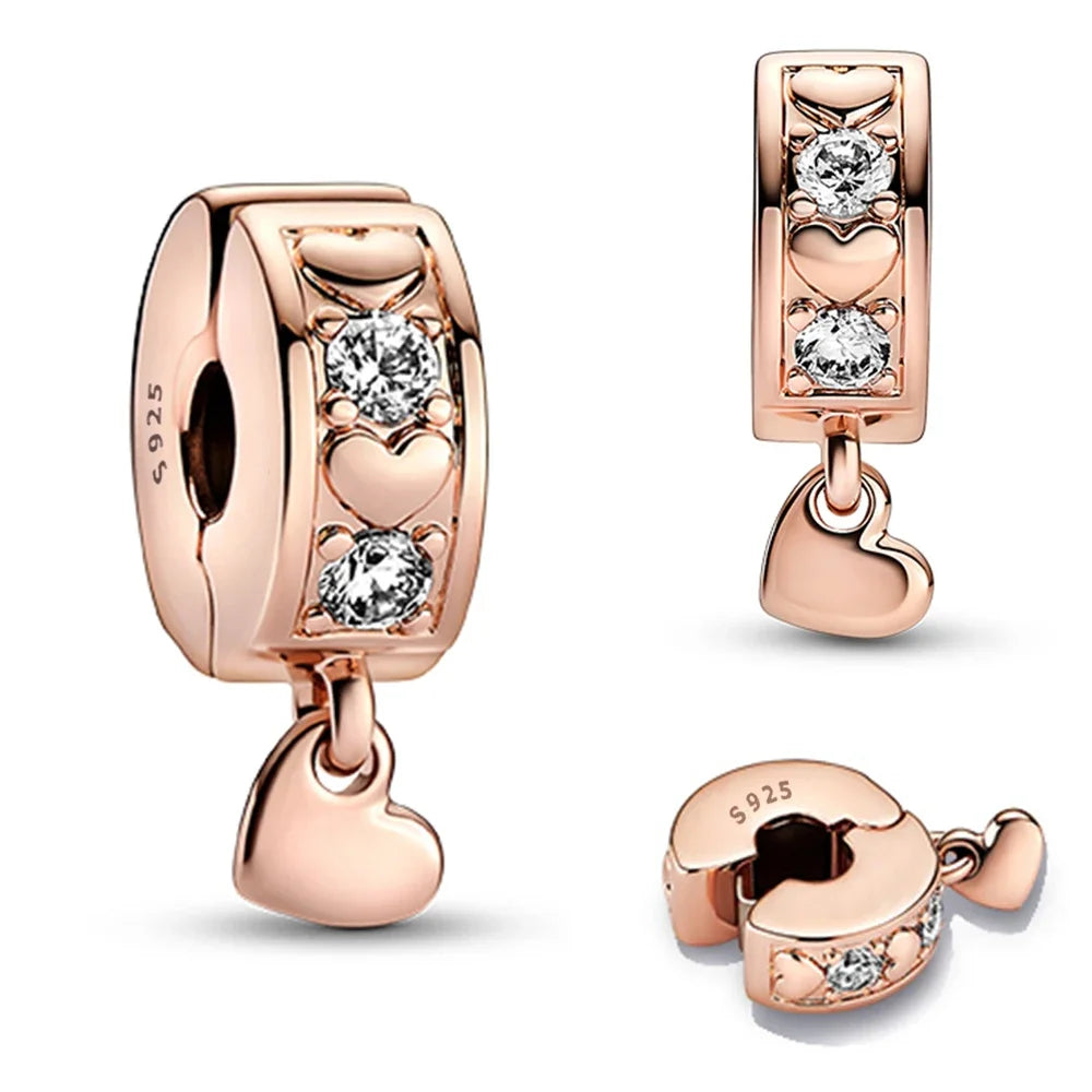 Charm Colgante Pareja Plata 925 y Oro Rosa | Compatible Pandora Original | Pulsera o Collar Mujer