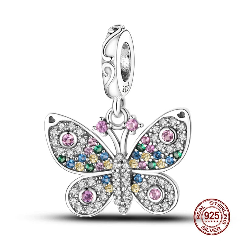 Charm Mariposa de Plata 925 | Dije para Pulsera o Collar 3mm Mujer Joyería Fina