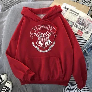 Hoodie Oversize Hogwarts | Sudadera Y2K Estampada Harry Potter Otoño Invierno