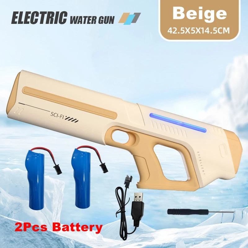 Pistola de Agua Eléctrica Potente – Juguete Automático para Niños y Adultos | Diversión de Verano Playa y Piscina